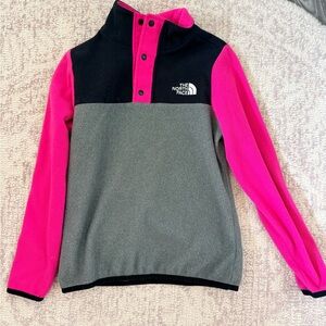 The North Face Kids Black and Pink Fleece Hoodie